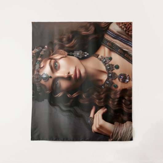 Meisje met sieraden wandkleed (Voorkant)