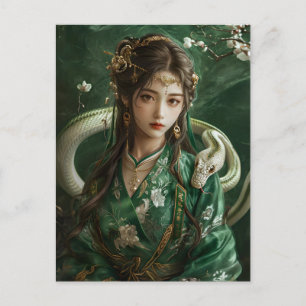 Meisje met Slang Chinese Zodiac Art Briefkaart