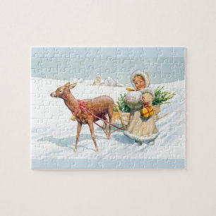 Meisje met slee legpuzzel