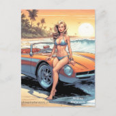 Meisje met sportwagen briefkaart (Voorkant)