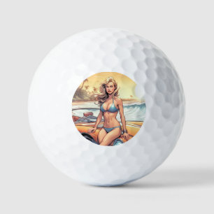 Meisje met sportwagen golfballen