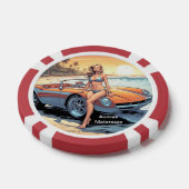 Meisje met sportwagen poker chips (Enkel)