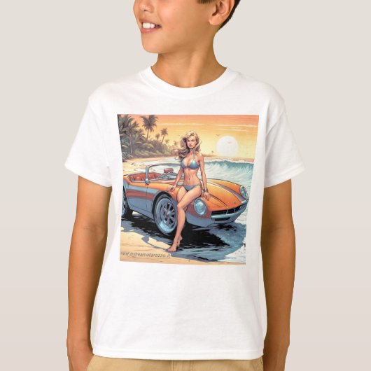 Meisje met sportwagen t-shirt (Voorkant)
