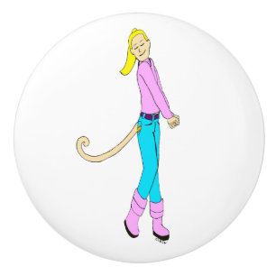meisje met staart keramische knop
