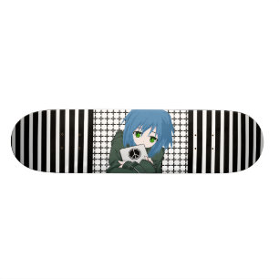Meisje met tablet skateboard