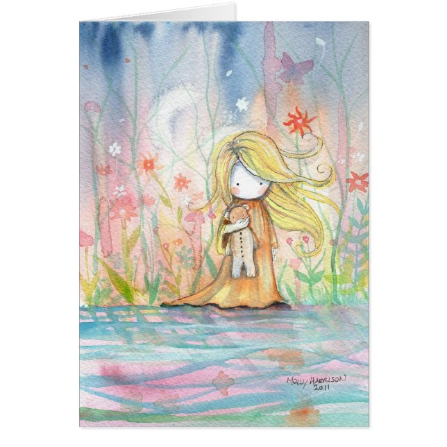 Meisje met Teddy Bear Kaart (Voorkant)