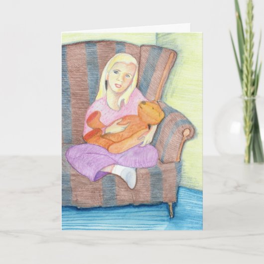 Meisje met teddybeer slechts één Kaart (Voorkant)