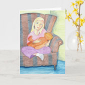 Meisje met teddybeer slechts één Kaart (Gele Bloem)