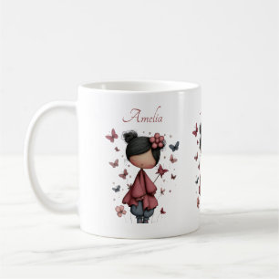 Meisje met toverstaf en vlinders Schattig Koffiemok