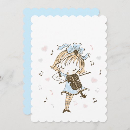 Meisje met Violine Feestdagenkaart (Voorkant / Achterkant)