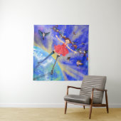 Meisje met vogeltapestry Fantasy Wandkleed (In Situ (horizontaal))