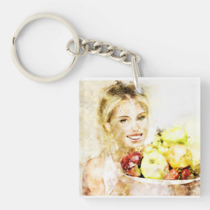 Meisje met vruchten sleutelhanger