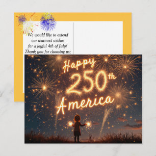 Meisje Met Vuurwerk Voor Amerika's 250e Verjaardag Briefkaart