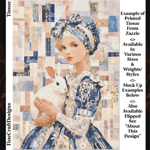 Meisje met Witte Konijn, Patchwork EB9L Decoupage Tissuepapier