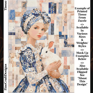 Meisje met Witte Konijn, Patchwork EB9R Decoupage Tissuepapier