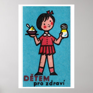 Meisje met yoghurt rode jurk - Matchbox Print