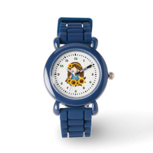 Meisje met zonnebloemen horloge