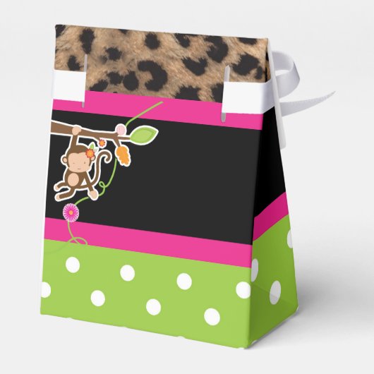 Meisje Monkey Safari Chique Verjaardagsfeestje Fav Bedankdoosjes (Achterkant)