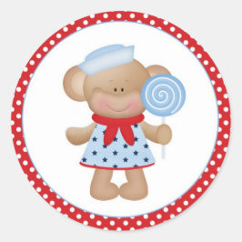 Meisje Monkey Sailor Ronde Sticker