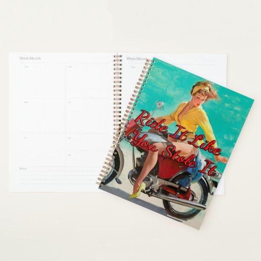 Meisje motorfiets 1950 van Gil Elvgren Planner (Display)