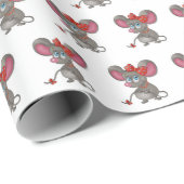 Meisje muis op wit cadeaupapier (Rol Hoek)