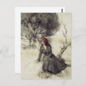 Meisje naast een streaming Briefkaart (Voorkant / Achterkant)