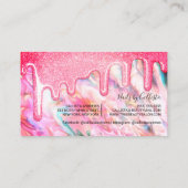 Meisje Neon Coral Pearl Opal Glitter Drips Nagels Visitekaartje (Achterkant)