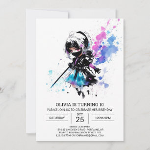 Meisje Ninja Digitaal Meisje Verjaardag Kaart