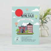 Meisje Ninja Verjaardag Uitnodiging - Japans (Staand voorkant)