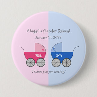 Meisje of jongen Baby Carriage Gender Reveal Showe Ronde Button 7,6 Cm