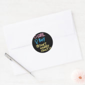 Meisje of jongen maakt zich er geen zorgen over da ronde sticker (Envelop)