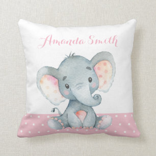 Meisje Olifant Baby Roze Kussen