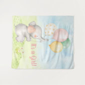 Meisje Olifant Baby Shower Achtergrond Wandkleed (Voorkant (horizontaal))