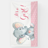 Meisje olifant Baby shower roze banner (Verticaal)