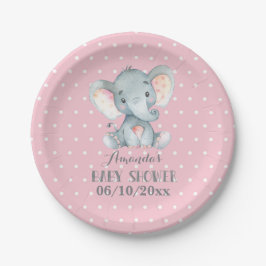 Meisje Olifant Baby shower Roze Papier Bord