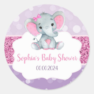 Meisje Olifant Douche Roze Ronde Stickers voor Fav