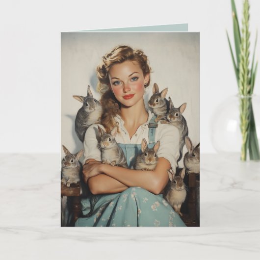 Meisje omringd door konijntjes (Voorkant)