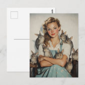 Meisje omringd door konijntjes briefkaart (Voorkant / Achterkant)