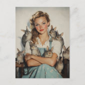 Meisje omringd door konijntjes briefkaart (Voorkant)