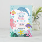 Meisje onder de zee DRIE Oceaan Dolfijn Octopus 3e Kaart (Staand voorkant)