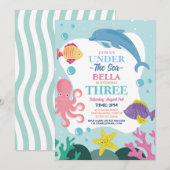 Meisje onder de zee DRIE Oceaan Dolfijn Octopus 3e Kaart (Voorkant / Achterkant)