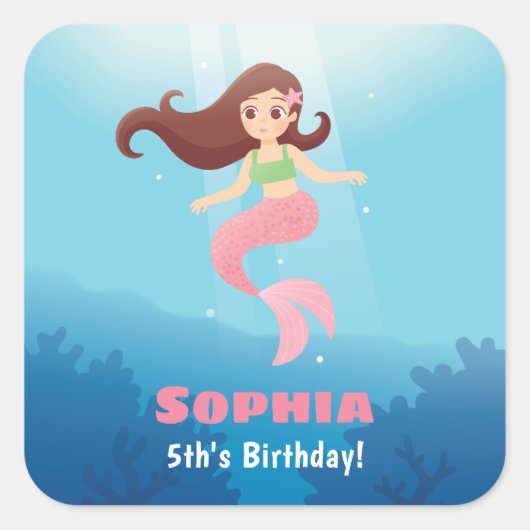  meisje onder het Zee Decor Vierkante Sticker (Voorkant)