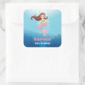  meisje onder het Zee Decor Vierkante Sticker (Tas)