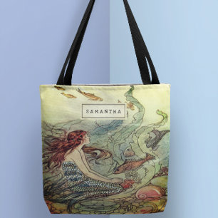  meisje onder Zee gepersonaliseerd Tote Bag