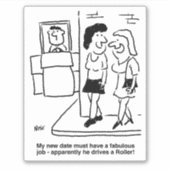 Meisje op Blind Date Cartoon. roller Sticker (Voorkant)