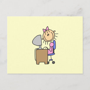 Meisje op computer briefkaart
