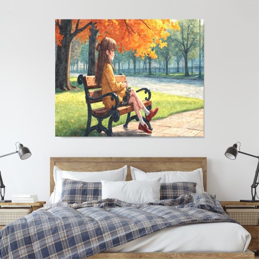 Meisje op de bank canvas afdruk (Insitu (Slaapkamer))