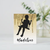 Meisje op de gouden glitter Drip Ombre Briefkaart (Staand voorkant)