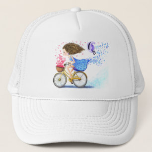Meisje op een bike trucker met roomliefde pet