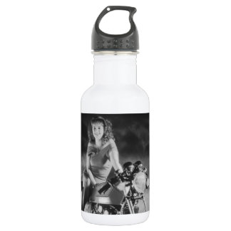 Meisje Op Een Motorfiets Waterfles